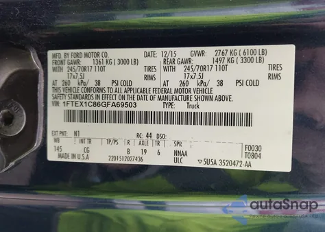 2016 Ford F-150 Xl from USA, damaged, VIN 1FTEX1C86GFA69503